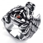 Titanium Skull Ring with Wing