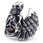 Titanium Skull Ring with Wing