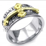 Titanium Gold Cross Ring