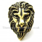 Gold Titanium Lion Head Ring