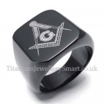 Mens Black Titanium Masonic Ring