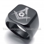 Mens Black Titanium Masonic Ring