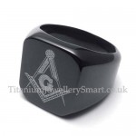 Mens Black Titanium Masonic Ring