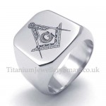 Silver Titanium Masonic Ring