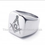 Silver Titanium Masonic Ring
