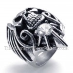 Titanium Skull Ring with White Zircon