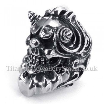 Titanium Ox Horn Skull Ring