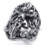 Titanium Cross Skull Ring