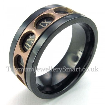 Roman Numerals Titanium Rotatable Ring