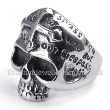 Titanium Cross Skull Ring