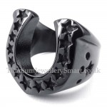 Five-pointed Star Black Titanium Horse's hoof Ring