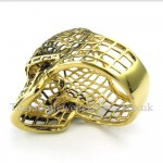 Gold Titanium Hollow Skull Ring