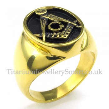Gold Titanium Masonic Ring