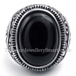Titanium Ring with Black Ornamental Stone