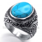 Titanium Ring with Blue Ornamental Stone