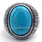 Titanium Ring with Blue Ornamental Stone