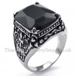 Titanium Ring with Black Zircon