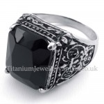 Titanium Ring with Black Zircon