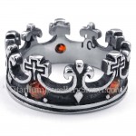 Titanium Imperial Crown Ring with Red Zircon