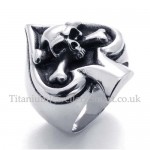 Skull Titanium Ring with Heart Shape