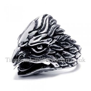 Titanium Eagle Head Ring