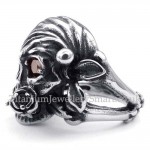 Titanium Skull Ring with Red Zircon Eye