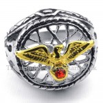 Titanium Gold Eagle Ring with Red Zircon