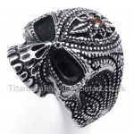 Titanium Skull Ring with Red Zircon