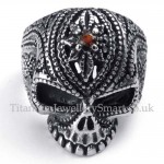 Titanium Skull Ring with Red Zircon