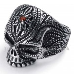 Titanium Skull Ring with Red Zircon