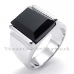 Titanium Ring with Black Square Zircon