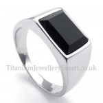 Titanium Ring with Black Square Zircon (Small)