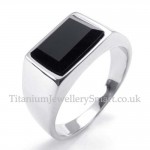 Titanium Ring with Black Square Zircon (Small)