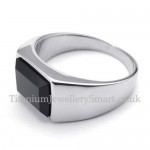 Titanium Ring with Black Square Zircon (Small)