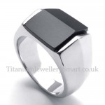 Titanium Ring with Black Bevel Zircon