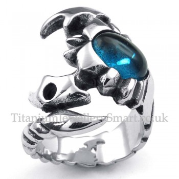 Titanium Scorpion Ring with Blue Zircon