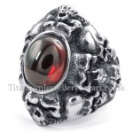 Titanium Skull Ring with Red Zircon