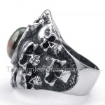 Titanium Skull Ring with Red Zircon