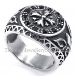 Titanium Ring with Black Rhinestone