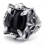 Titanium Black Agate Inlaid Ring