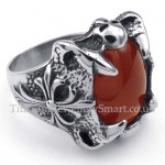 Titanium Red Agate Inlaid Ring