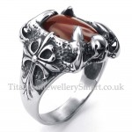 Titanium Red Agate Inlaid Ring