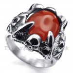 Titanium Red Agate Inlaid Ring