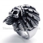 Titanium Feather Skull Ring