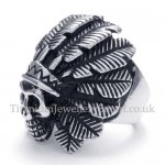 Titanium Feather Skull Ring