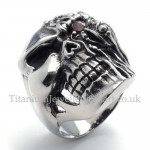 Titanium Skull Ring with Red Eye