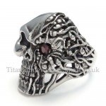 Titanium Skull Ring with Red Eye