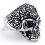 Titanium Skull Ring with Black Eyes