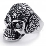 Titanium Skull Ring with Black Eyes
