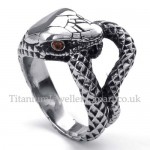 Titanium Cobra Ring with Red Eye